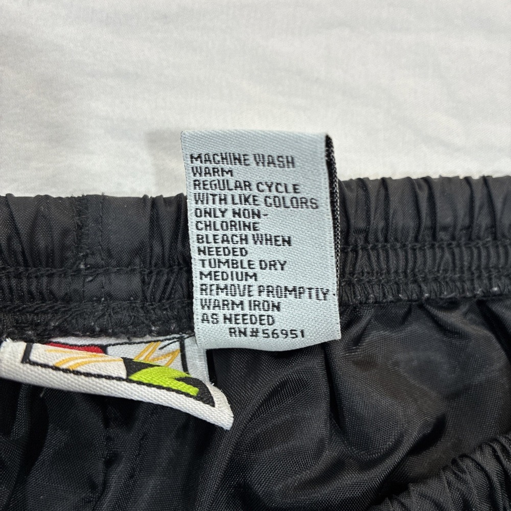90s Energy‎ Zone Track Pants Large Black Green Nylon Jogger Windbreaker Baggy - Picture 5 of 12